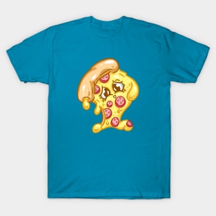 Cute Pizza Character Kawaii Slice Pepperoni Cartoon Illustration T-Shirt